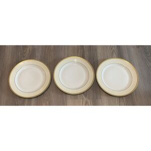 H & C Heinrich & Co Selb Bavaria Gold and Black Trim Salad Plate 3 Piece Set